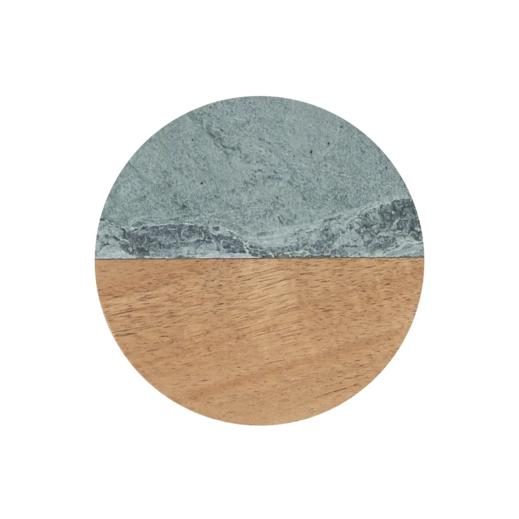 Premium Round Marble & Wood Spliced Coasters